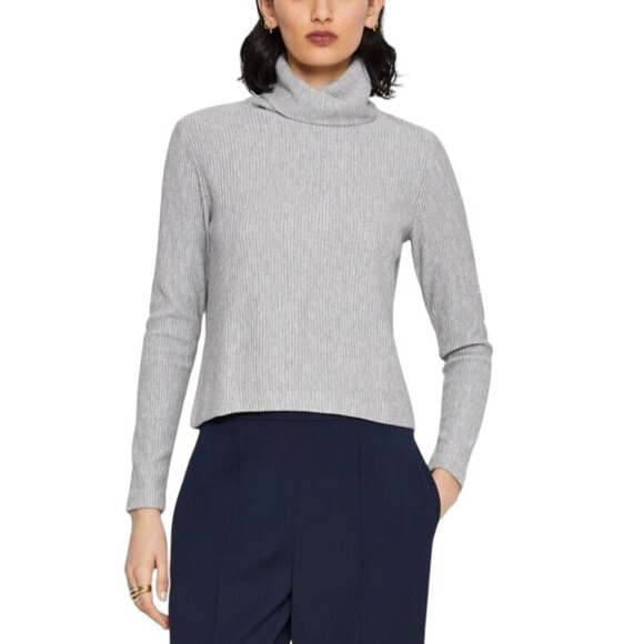 Club Monaco Meredy Ribbed Heather Gray‎ Turtleneck Top Size XS Soft Cozy Sweater - Picture 2 of 11